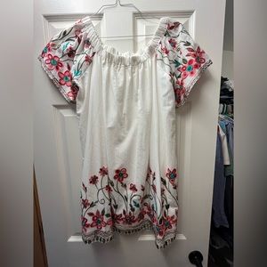 Indigo Soul off the shoulder embroidered dress